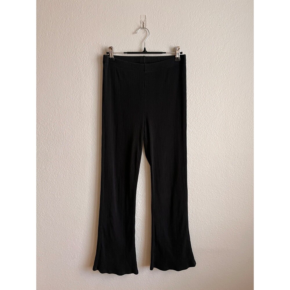 Aerie High Rise Ribbed Flare Pant in Black Size SMALL